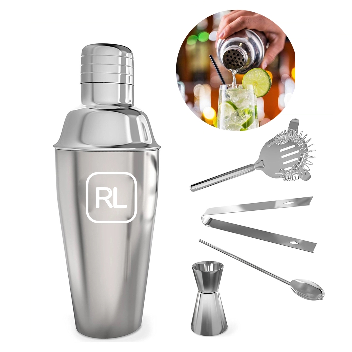 Stainless Steel Cocktail Shaker Set -25 Oz 2