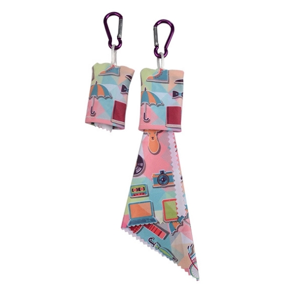 Customized Microfiber Cleaning Cloth in Pouch with Carabiner 4
