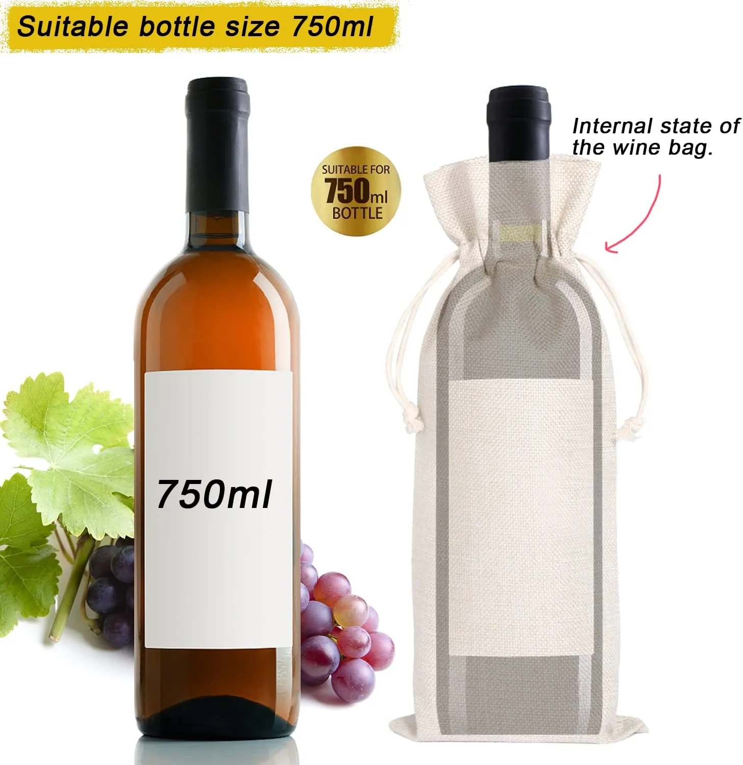 Drawstring Burlap Wine Bags 7