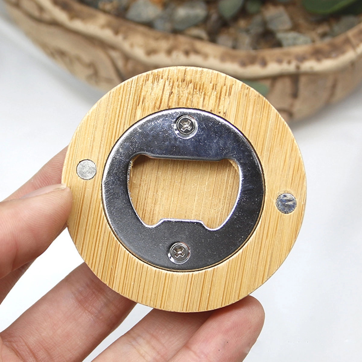 Bamboo Bottle Opener Magnet 2