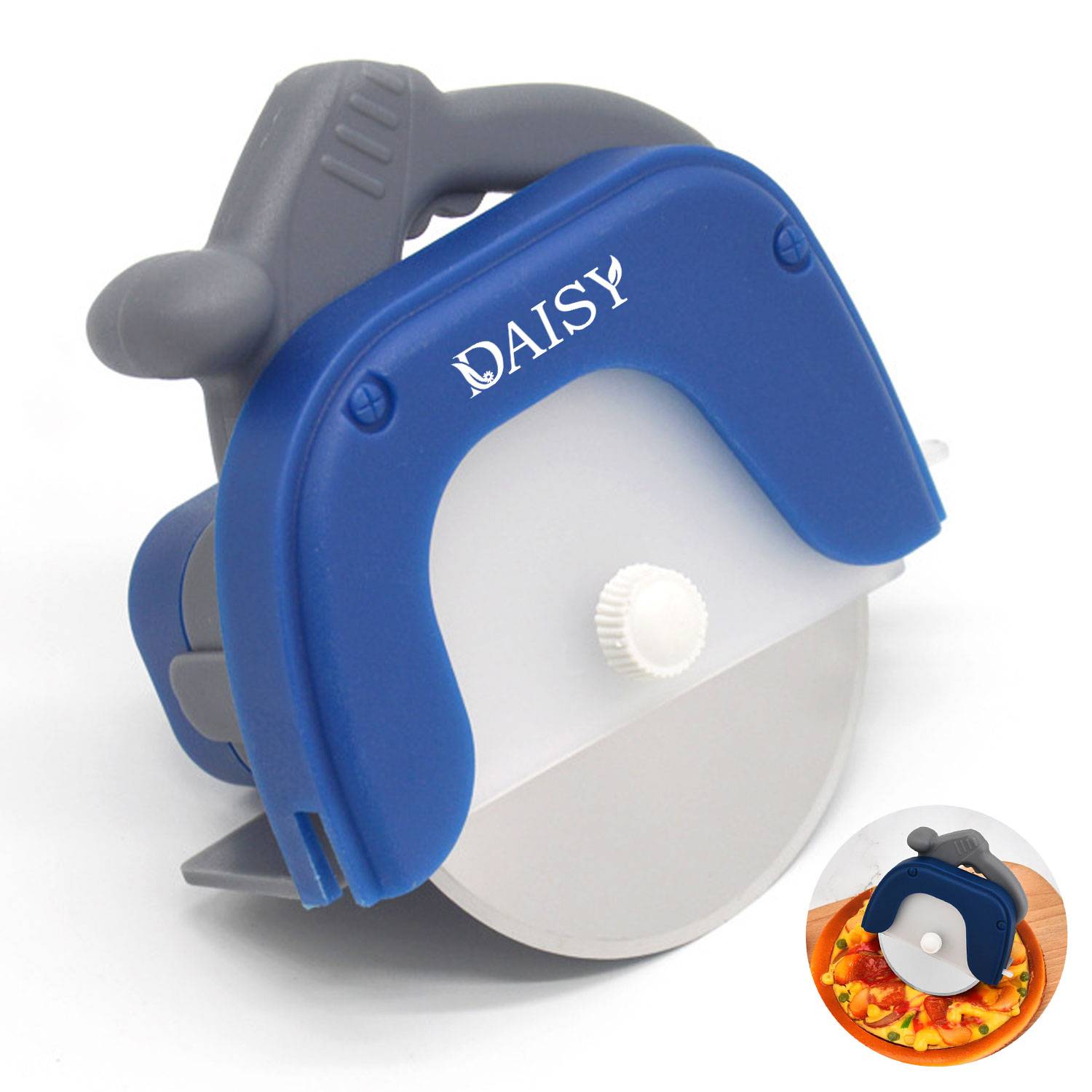 Stainless Steel Pizza Cutter w/ Removable Shield 2