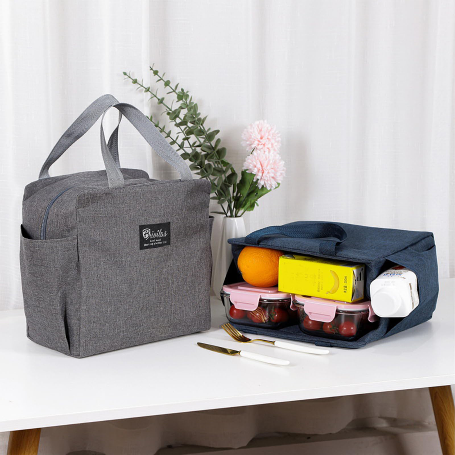 Portable Lunch Cooler Bag w/ Side Pockets 7