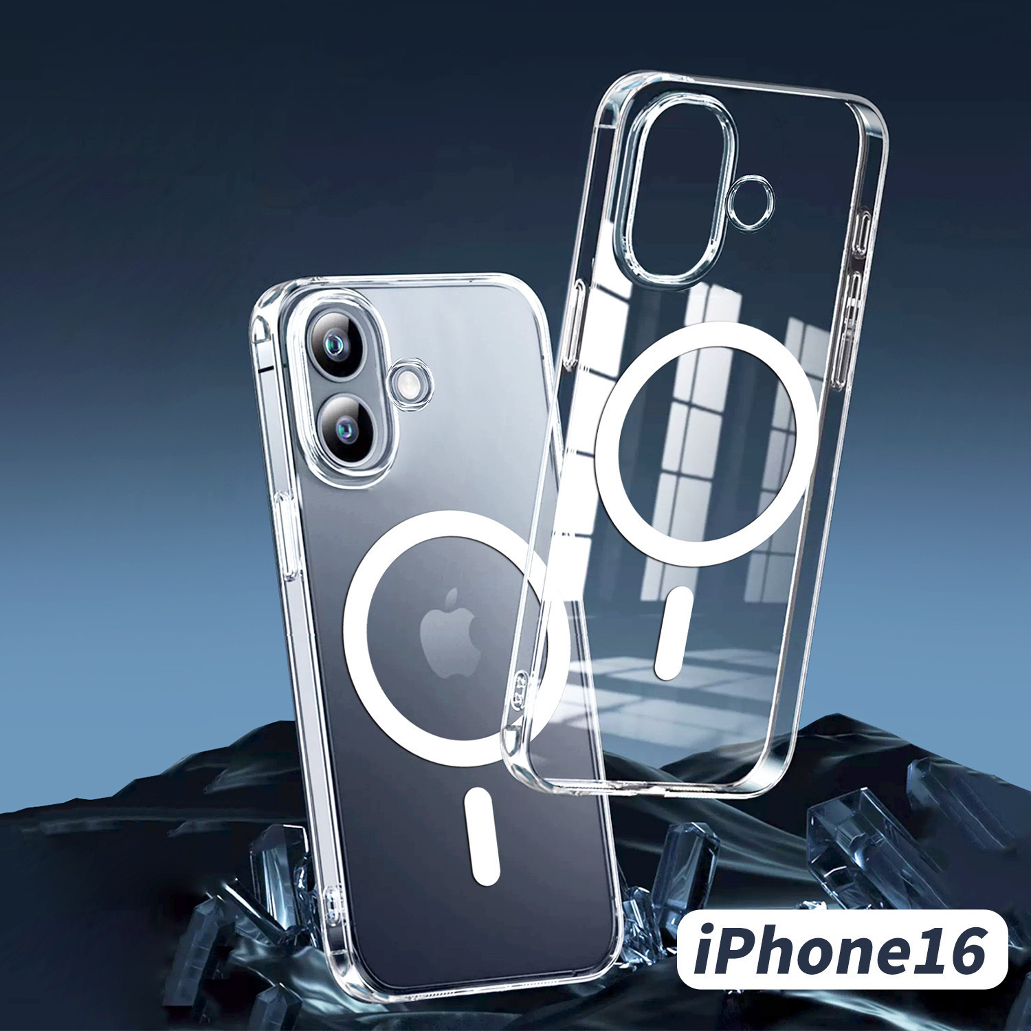 iPhone 16 Plus Clear Magnetic Charging Case w/TPU Bumpers 5