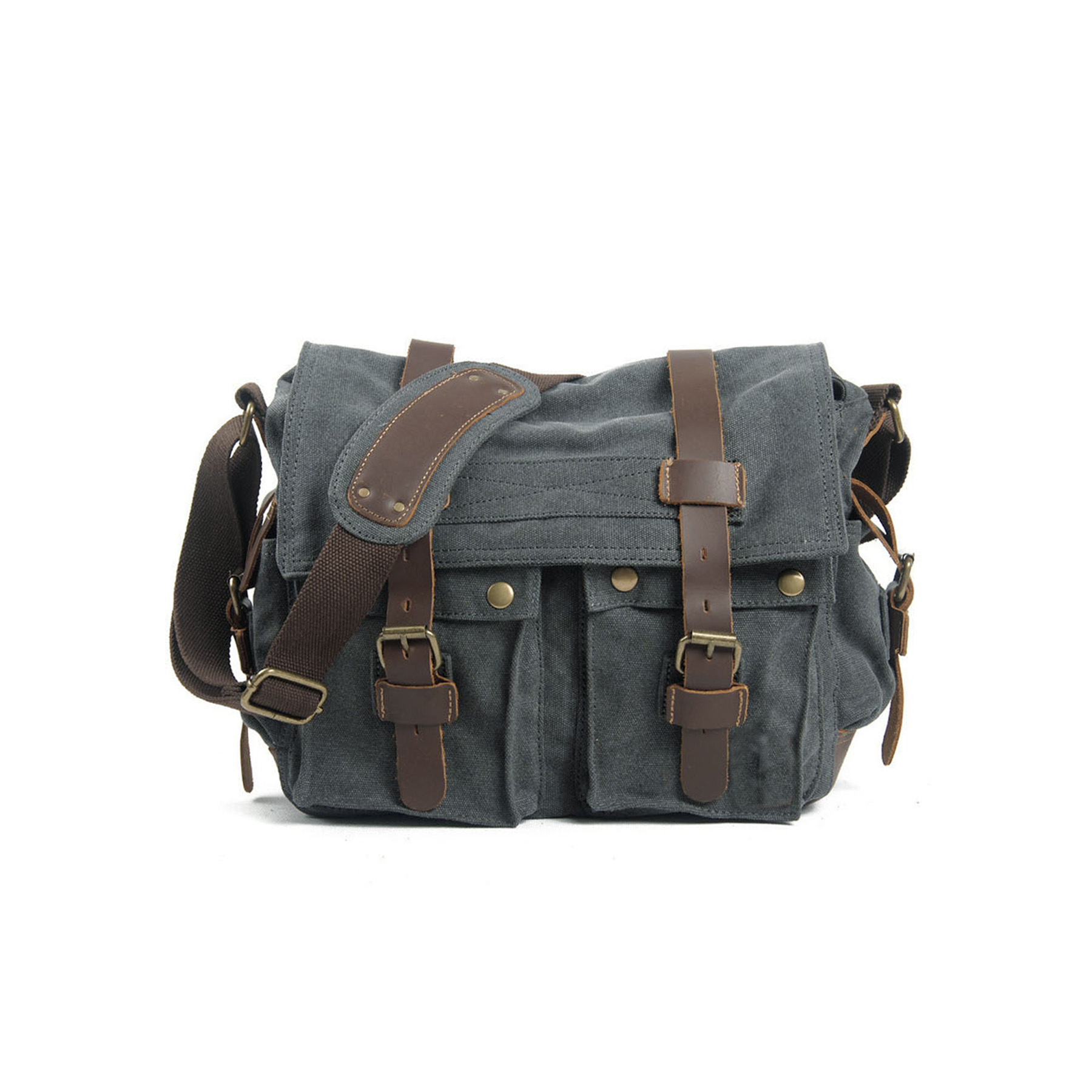 Vintage Military Leather Canvas Bag 3