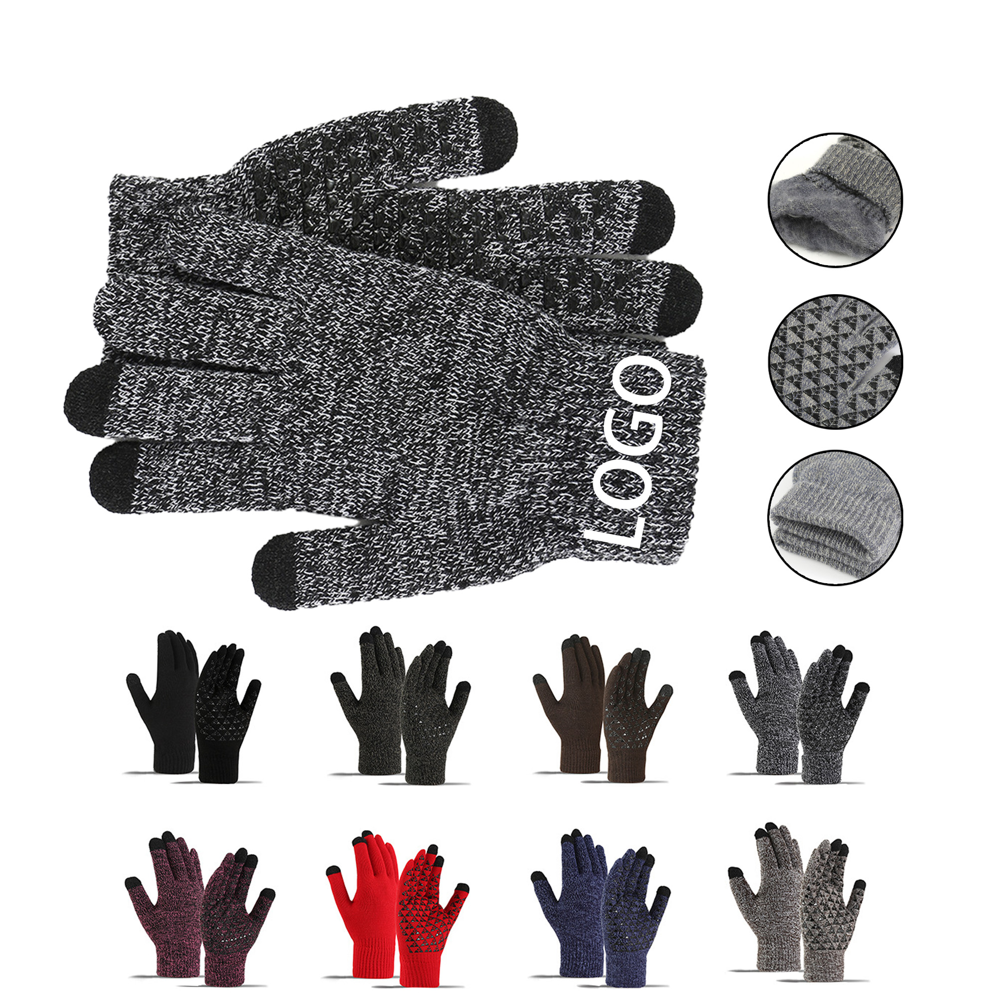 Non Slip Touch Screen Warm Knit Gloves MOQ 20 3