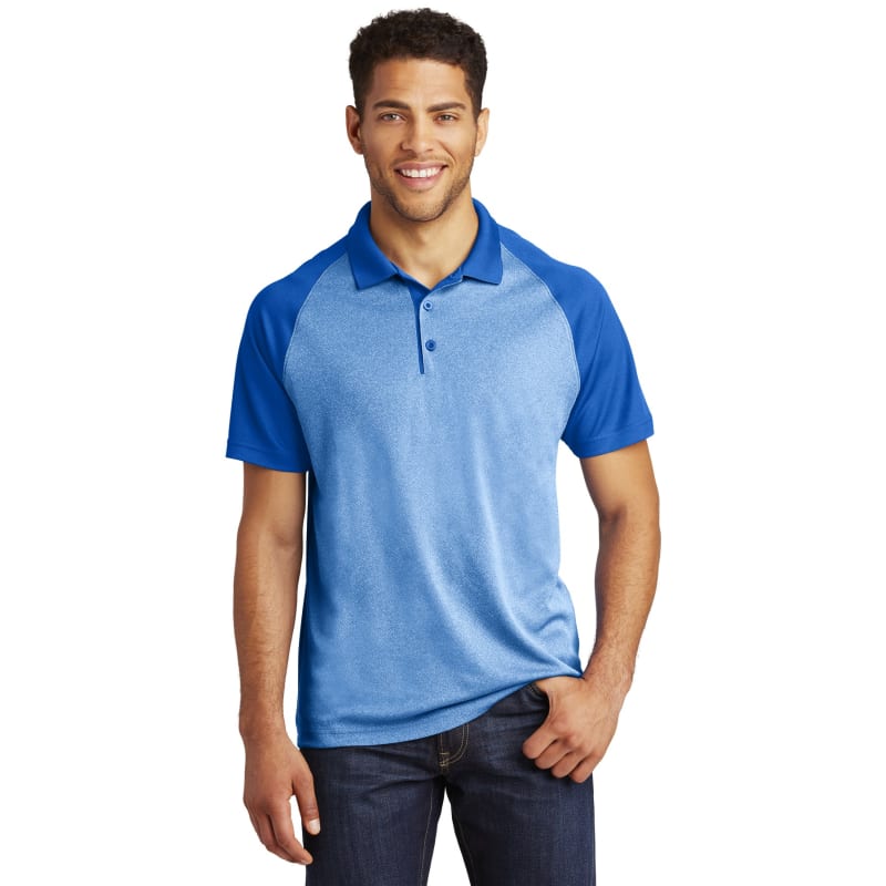 Sport-Tek PosiCharge RacerMesh Raglan Heather Block Polo. 4