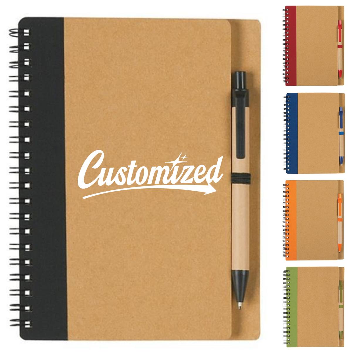 Recycled Spiral Notebook and Pen Set with Custom Logo 2