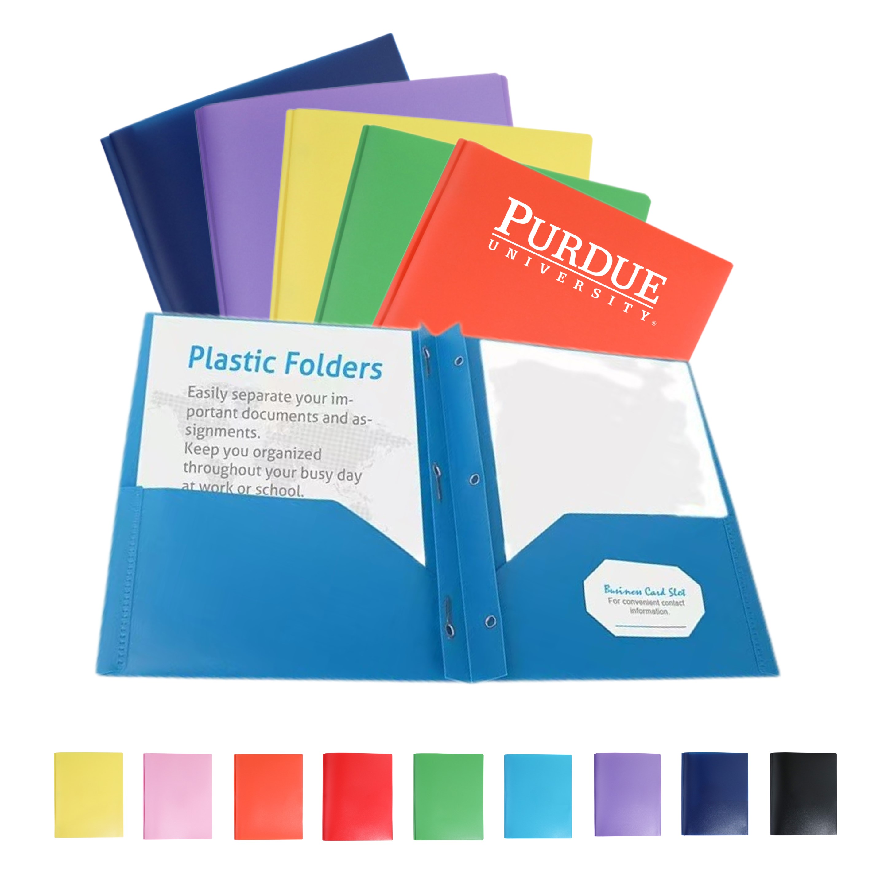 Durable Plastic Folder with 2 Pockets & Fasteners 6