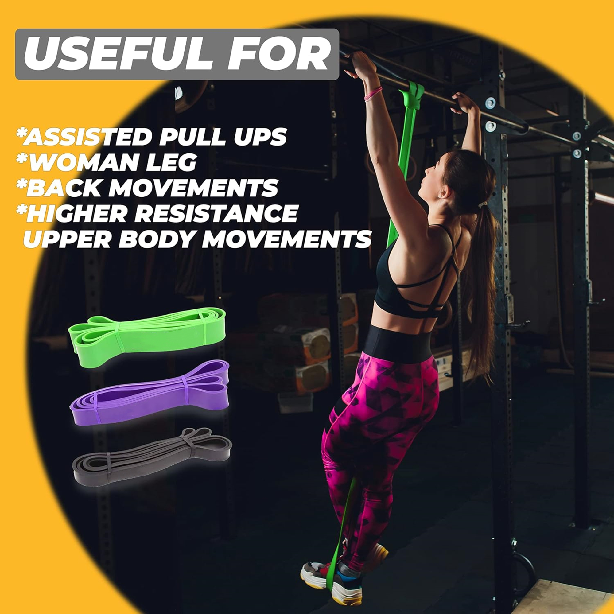 Resistance Stretch Loop Band 15Ibs Yellow 3