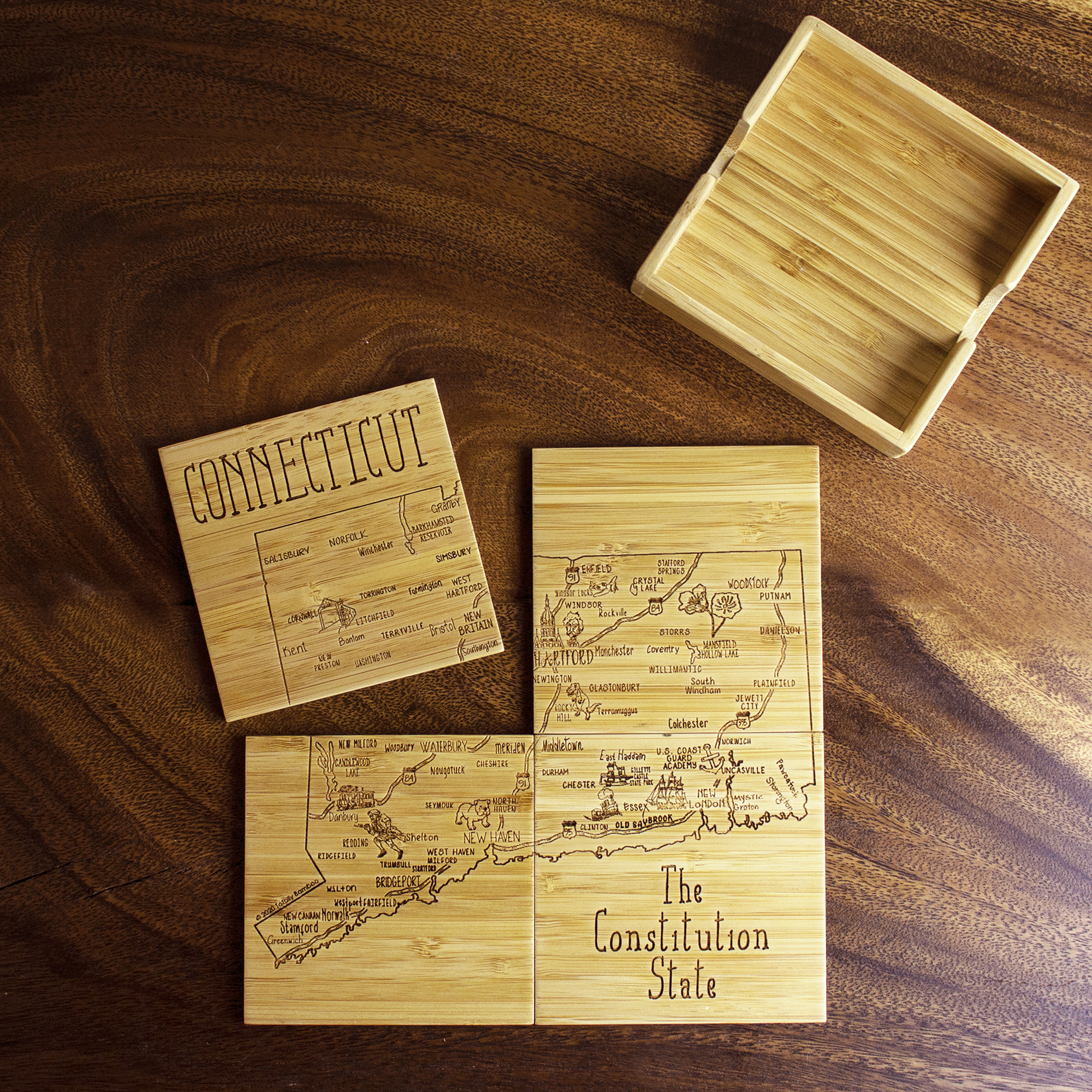 Connecticut Puzzle Coaster Set 15