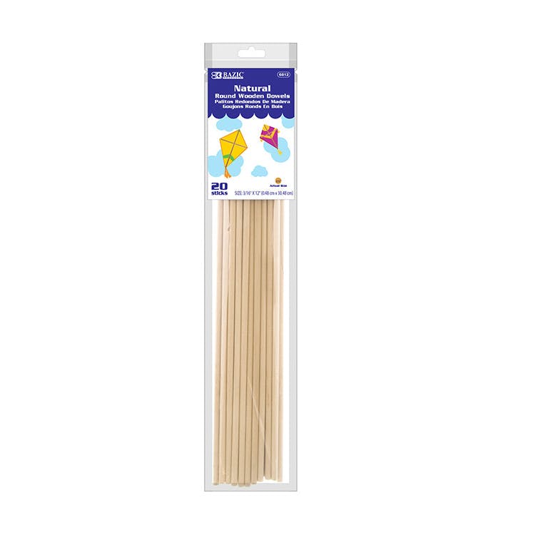 Round Wooden Dowels - 20 Pack 0.1875" x 12" 2