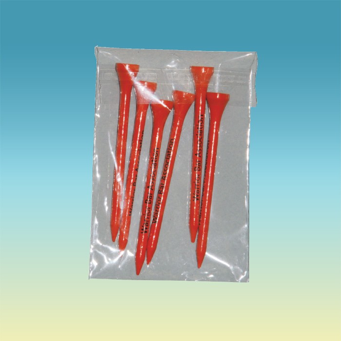 "Crystal Clear" Golf Tee Poly Bag Pack w/ Six 3 1/4" Tees 1