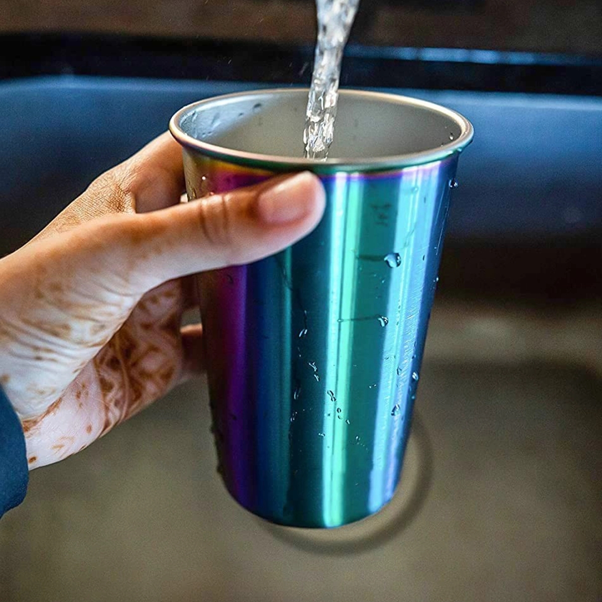 Rainbow Stainless Steel 16 oz Stackable Durable Cups 3