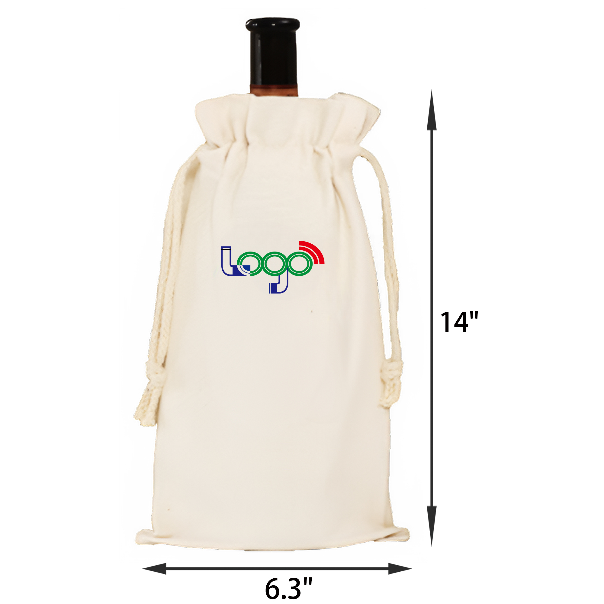 MOQ 50 PCS Convenient Drawstring Wine Bottle Canvas Bag 2