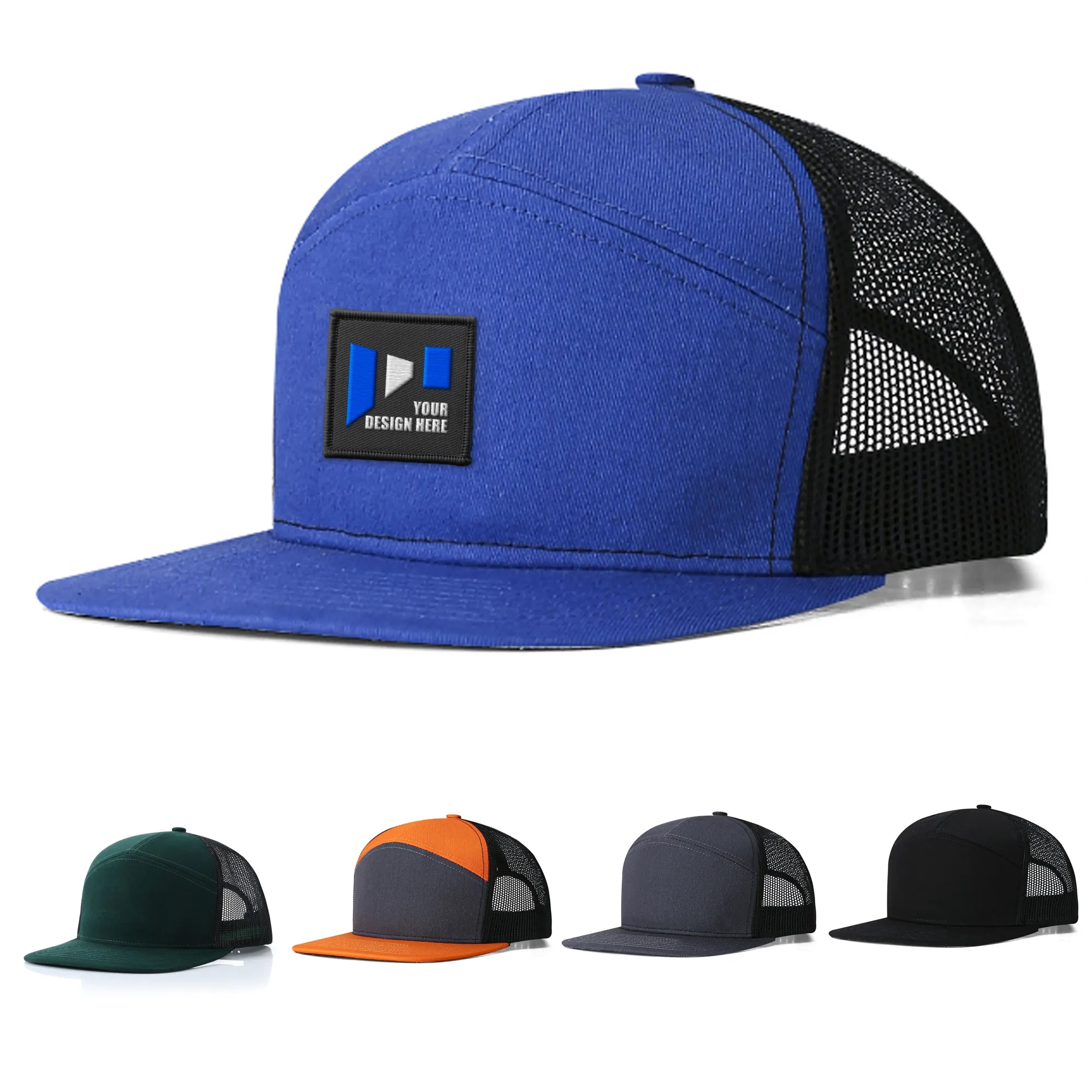 Adult Structured Flat Visor Snapback Cap 8