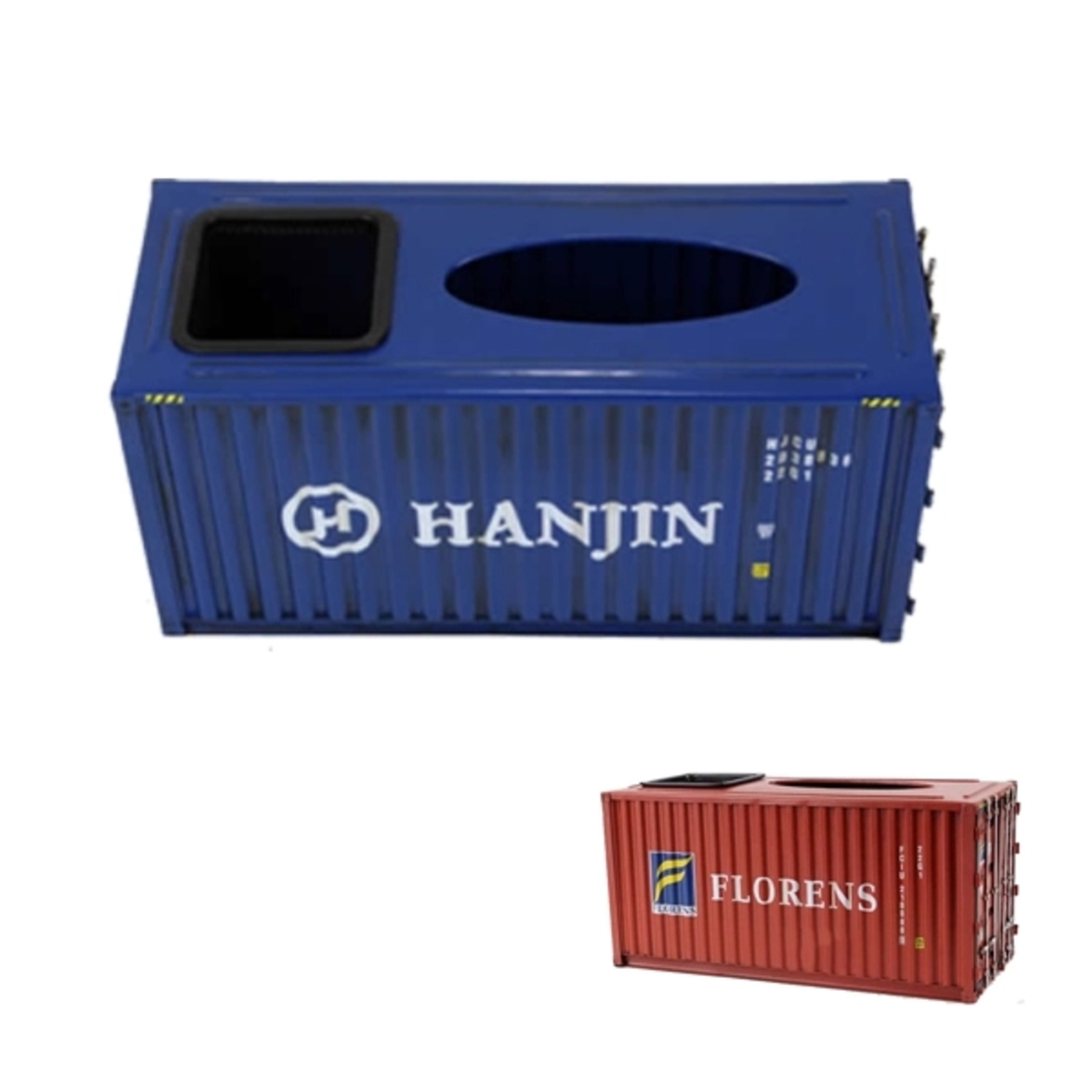 Metal Shipping Container Model Tissue Box with Pen Holder 1