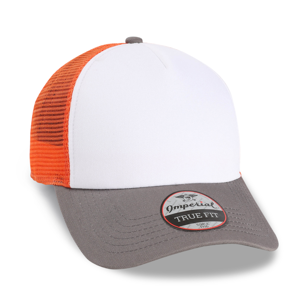 Imperial 1287 5-Panel North Country Trucker Hat w/ Leatherette Patches or Embroidery 17