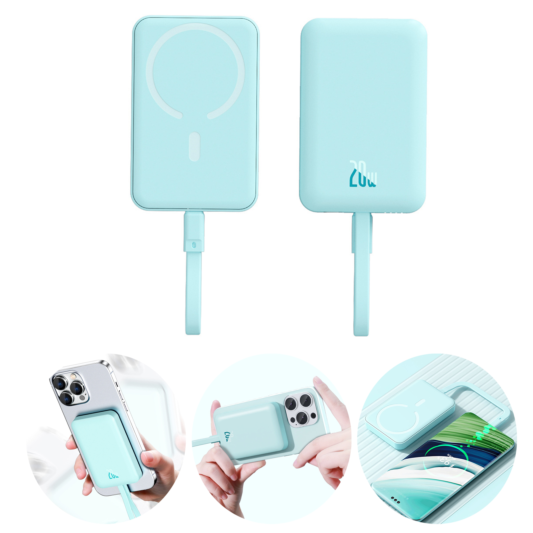 Wireless Portable Charger, 10000mAh Magnetic Power Bank 2