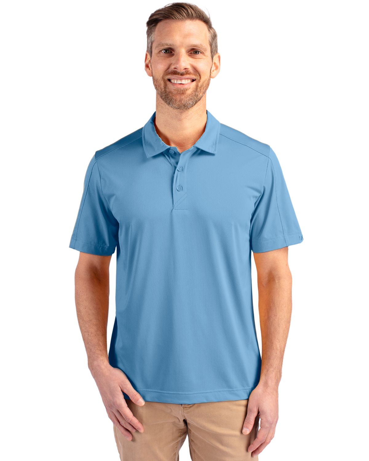 Prospect Eco Textured Stretch Recycled Mens Short Sleeve Polo
