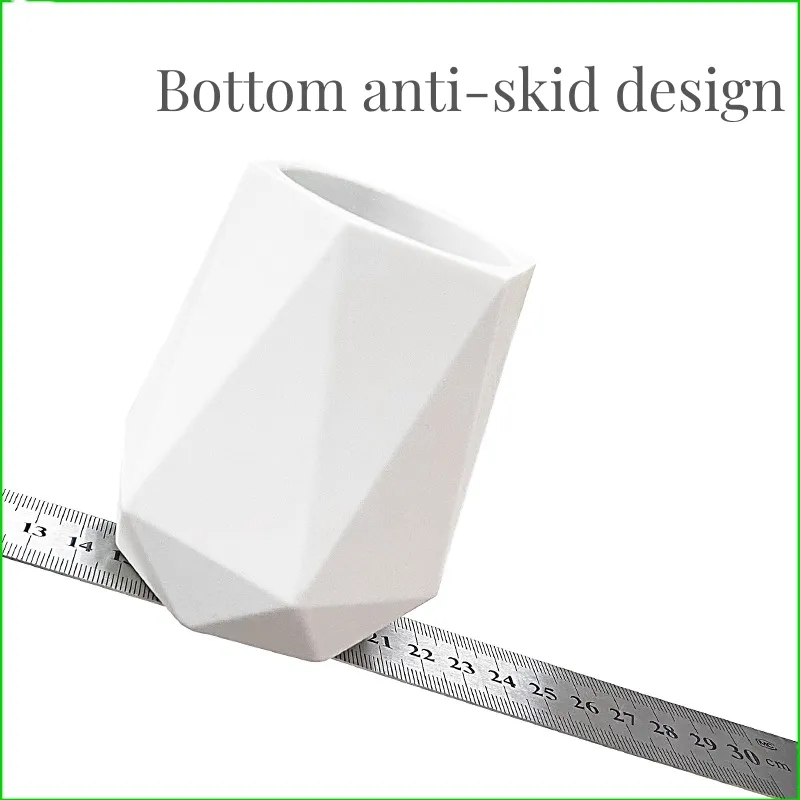 Silicone pen holder simple geometric white desktop storage 8