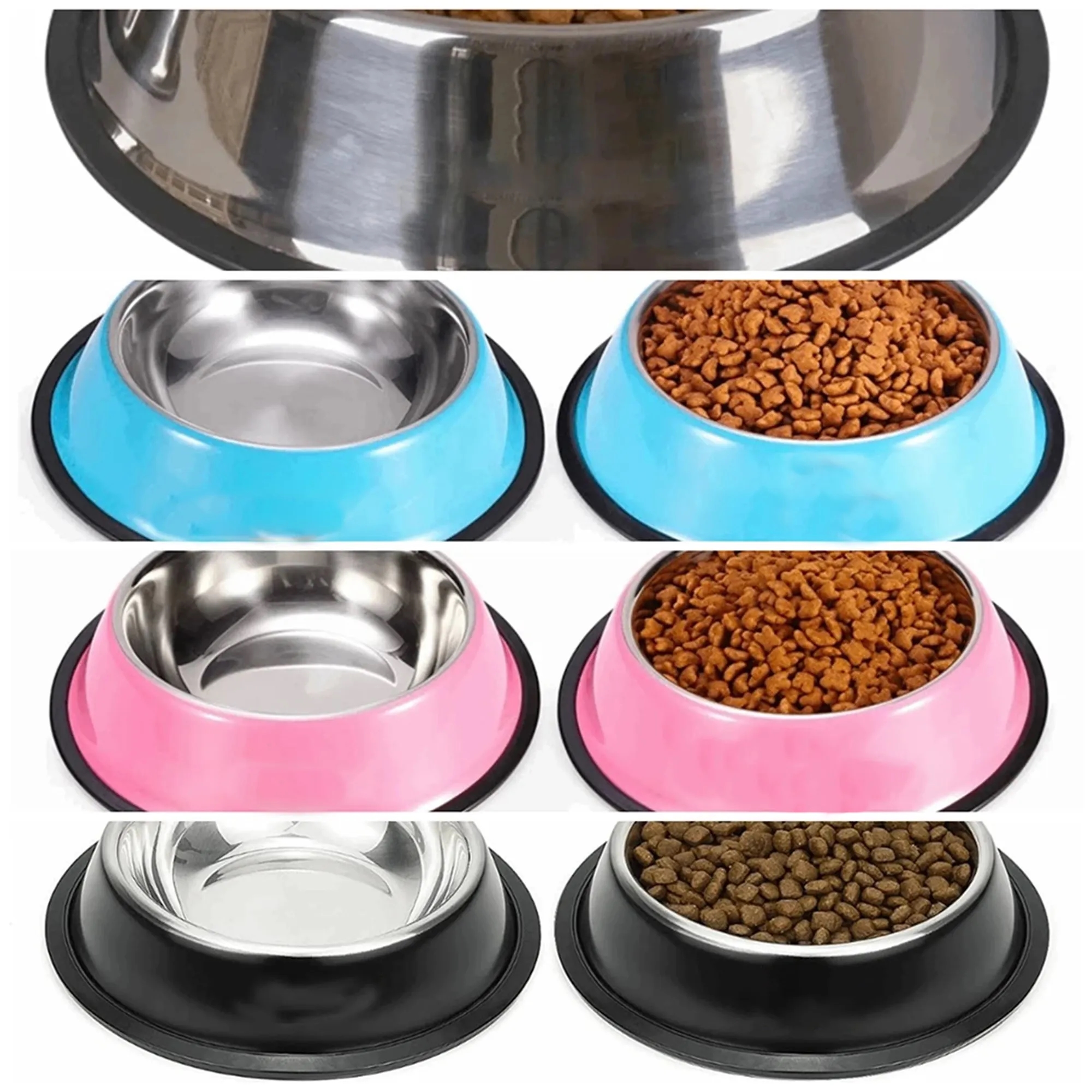 5.9"Pet Anti Spill Stainless Steel Food And Water Basin 3