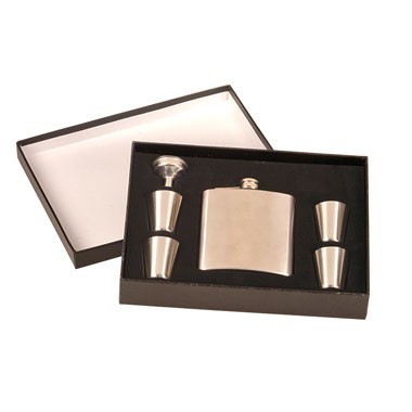 6oz Stainless Steel Flask Set - Stainless Steel, custom water bottle with logo imprint 2