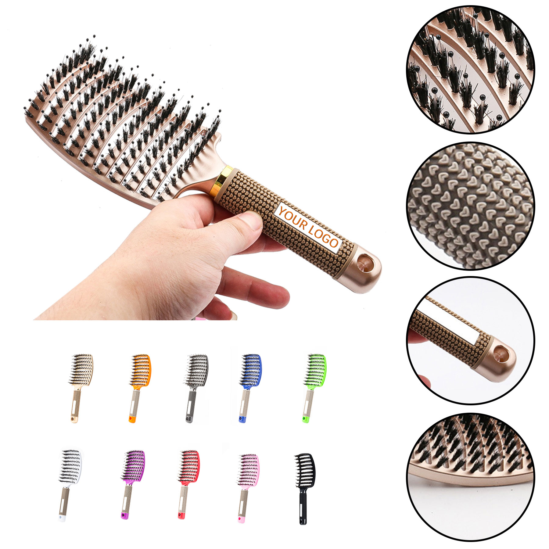 Wide Curved Vented Bristle Hair Brush 2