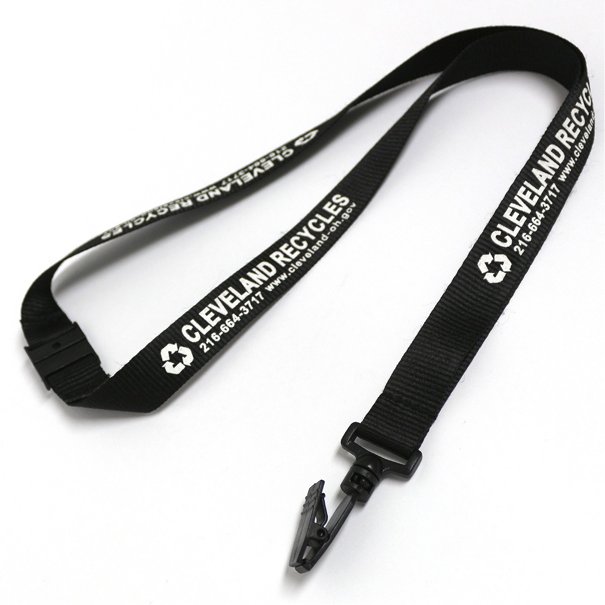 3/4" x 36" Screen Printed Lanyard With Plastic Bulldog Safety Neck Breakaway - Black 1
