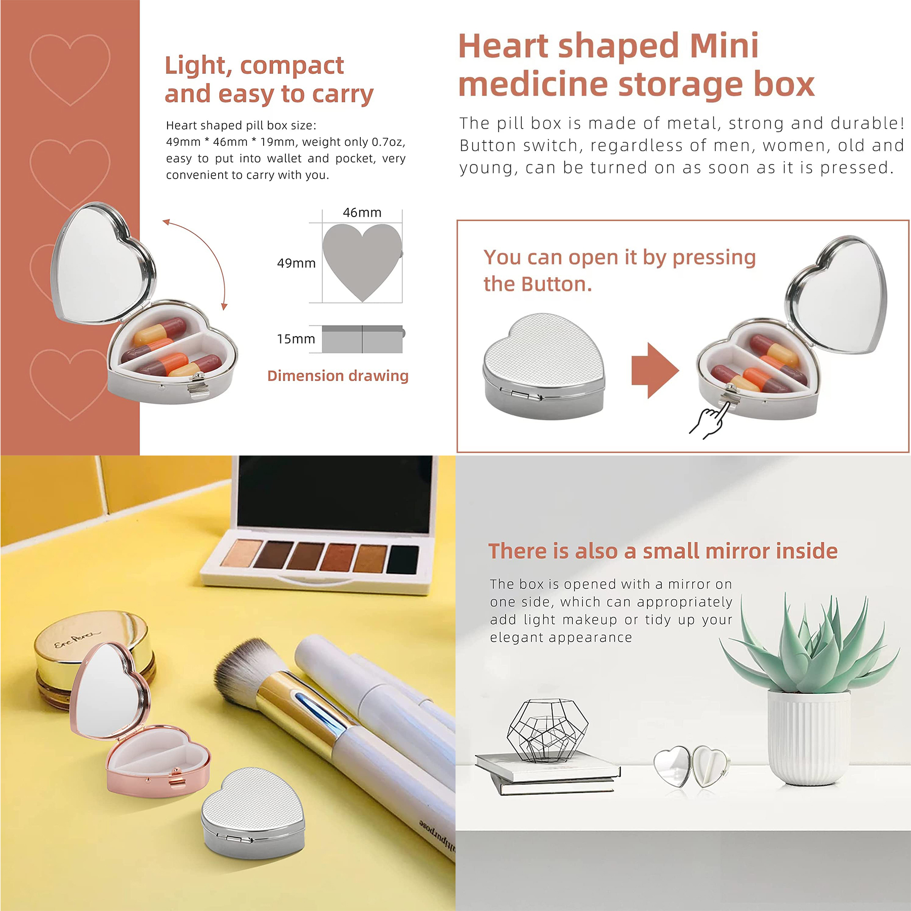 Heart-Shaped Mini Drug Storage Box 2