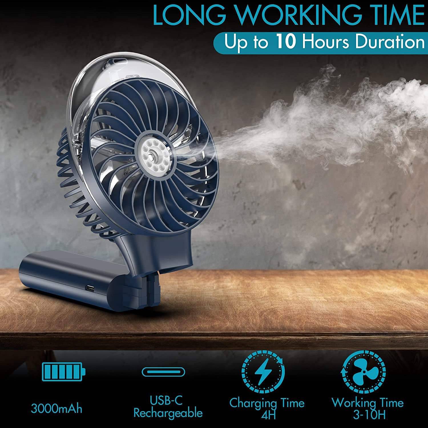 Mini Plastic Rechargeable Handheld Mist Fan 10