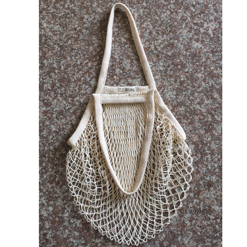 Short Handle Cotton String Net Shopping Grocery Bags 2