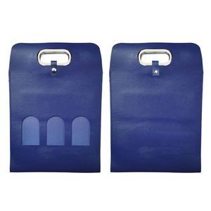 Buckled PU Leather 3-Bottle Wine Bag with Window and Metal Handles 17