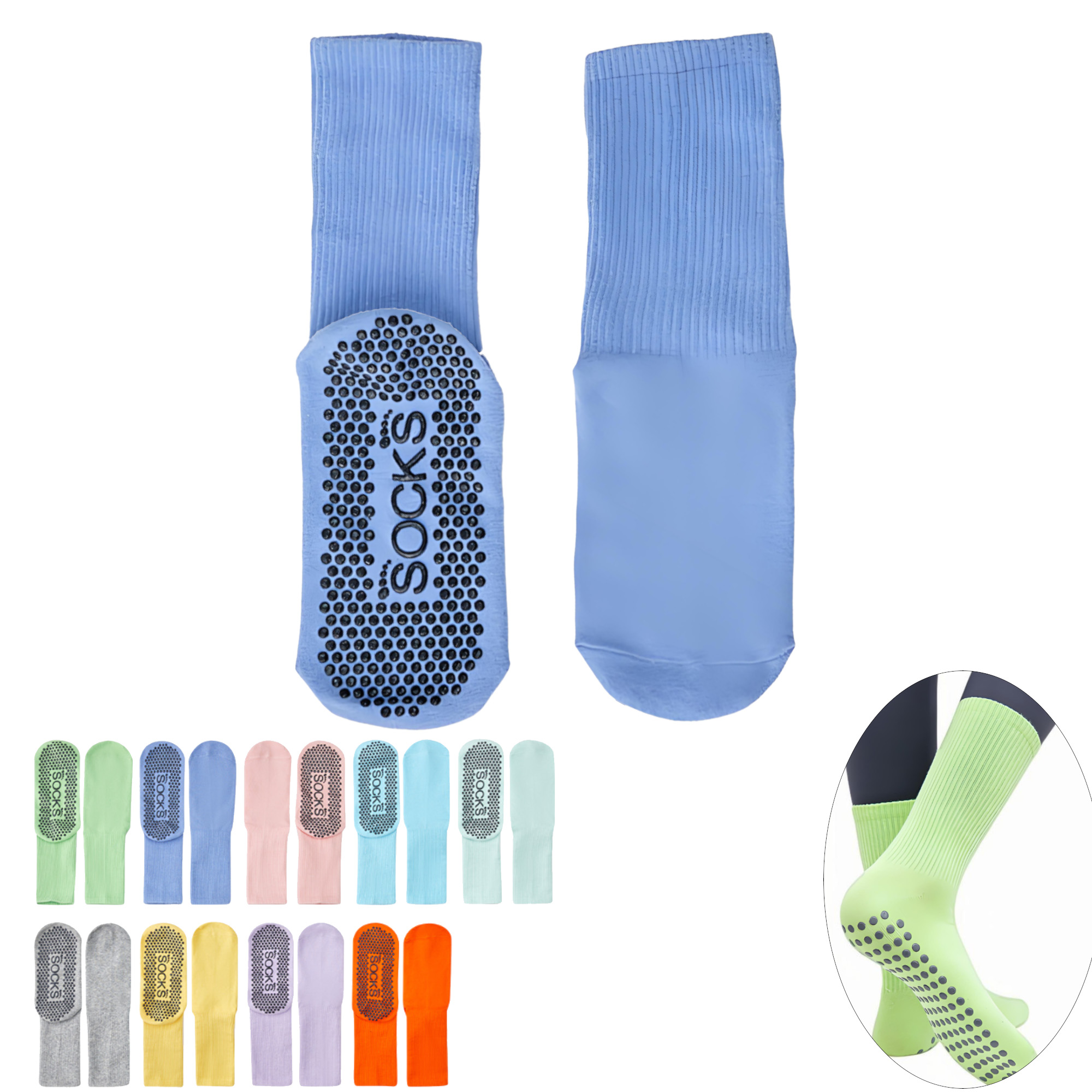 Long Anti Slip Hospital Socks With Grips 4