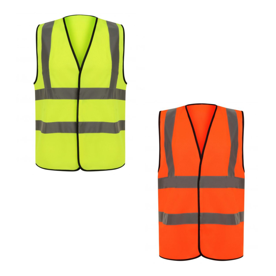 VISIPRO Unisex Hook & Loop Safety Vest w/ Reflective Bands & 2