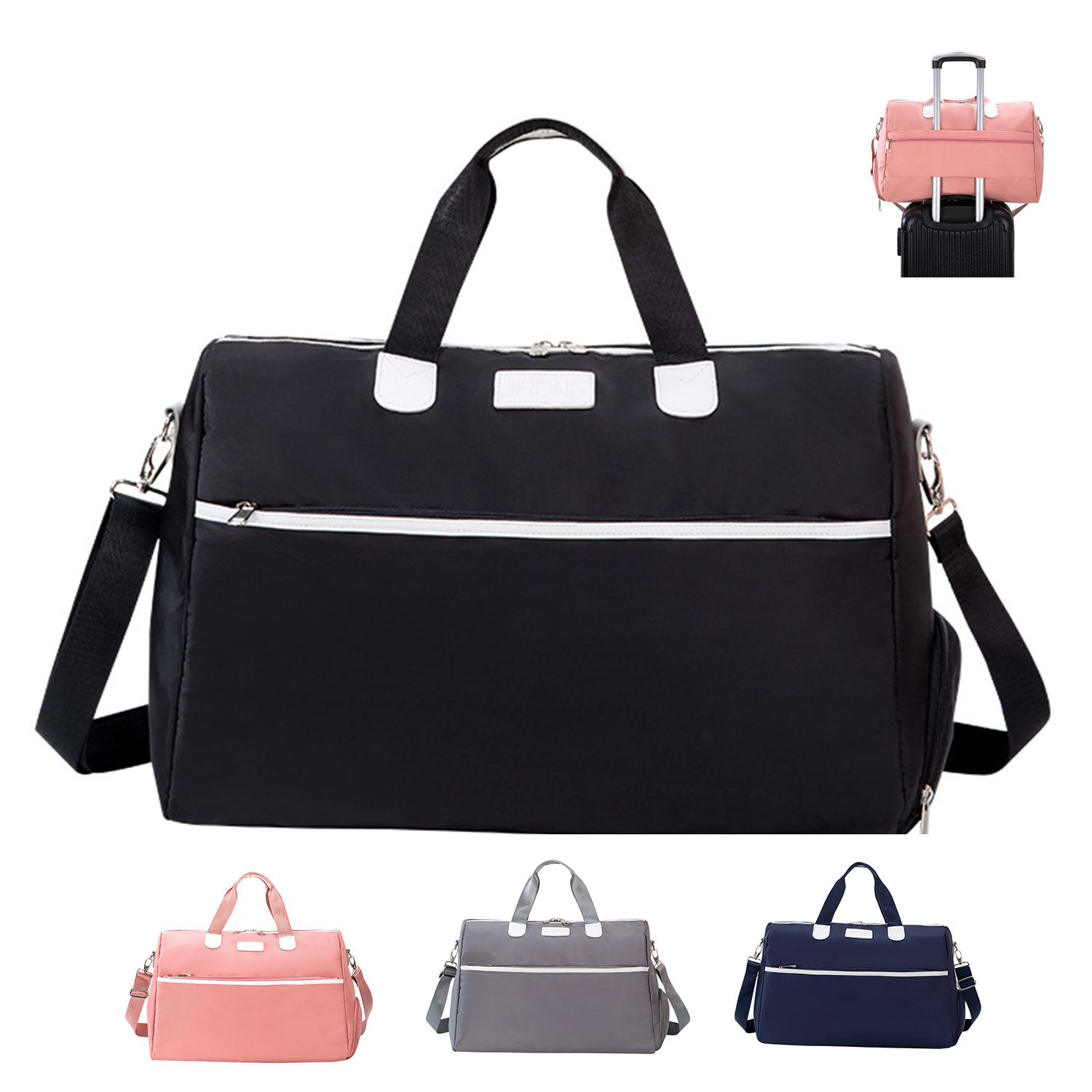 Large Capacity Nylon Duffel Bag w/ Shoe Compartment 5