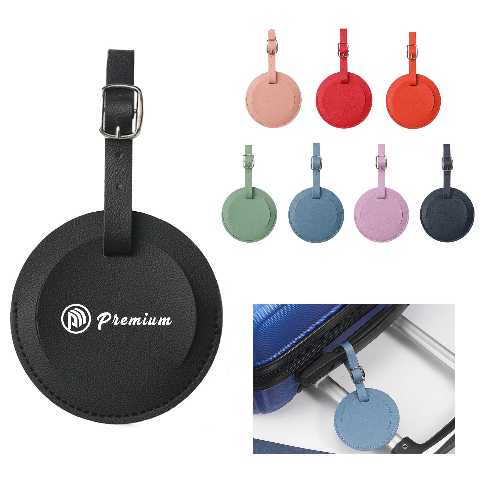 PU Leather Round Luggage Tag