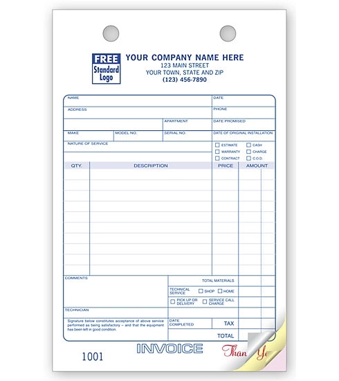 Service Order Register Forms, Large Classic 2