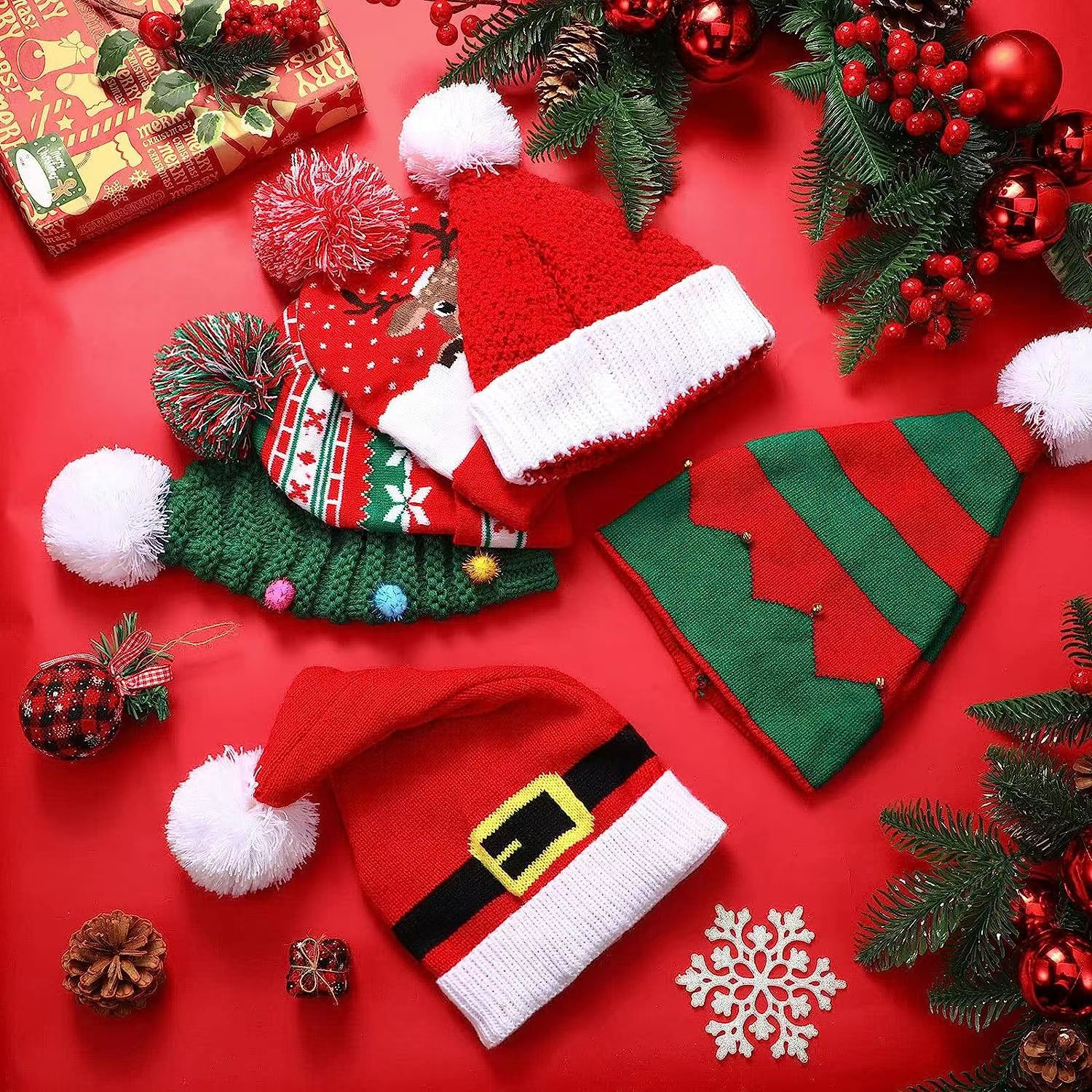 Six-piece Christmas knitted hat set 5