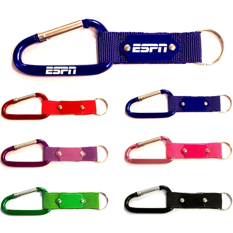 Carabiner with Strap and Metal Plate