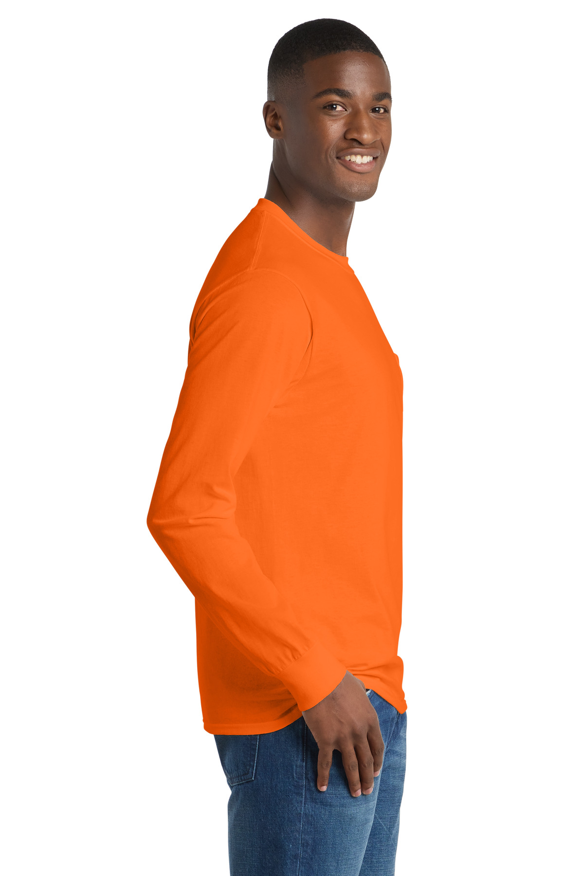Port & Co Long Sleeve Essential Pocket Tee. PC61LSP 76