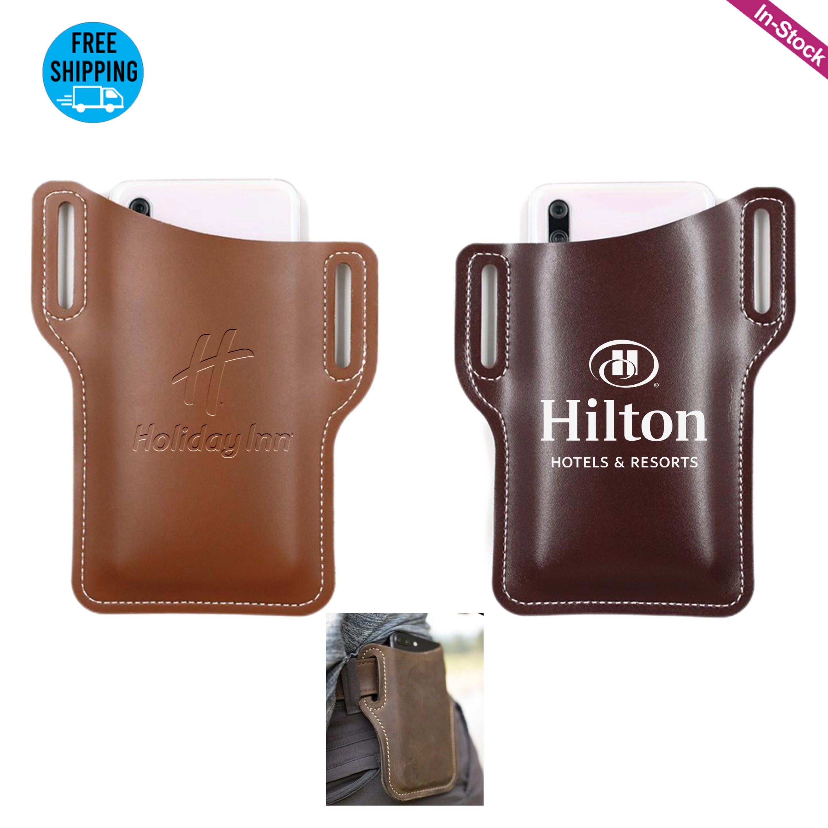 Vegan Leather Cellphone Holster Belt Phone Pouch 2
