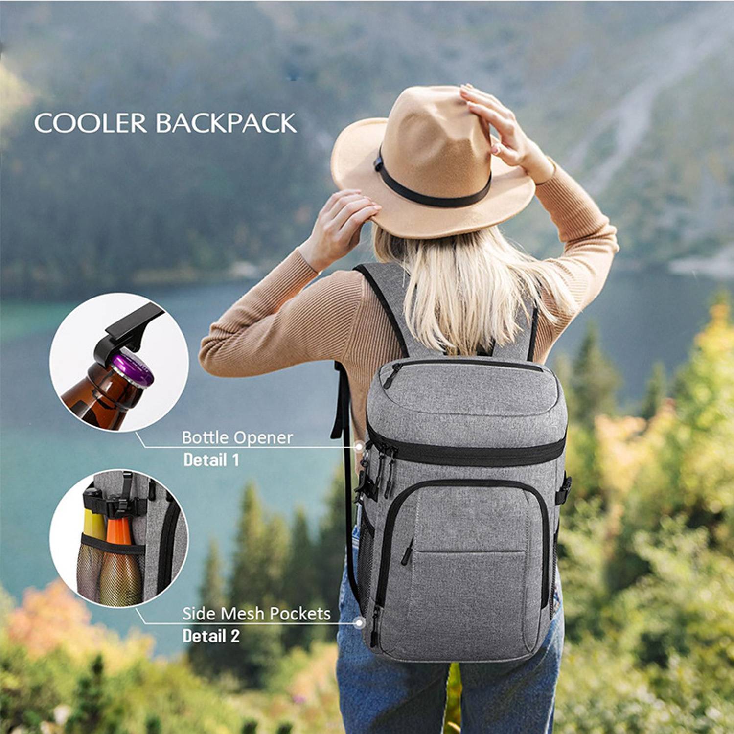 2L Foldable Oxford Insulated Cooler Backpack for Picnics 2