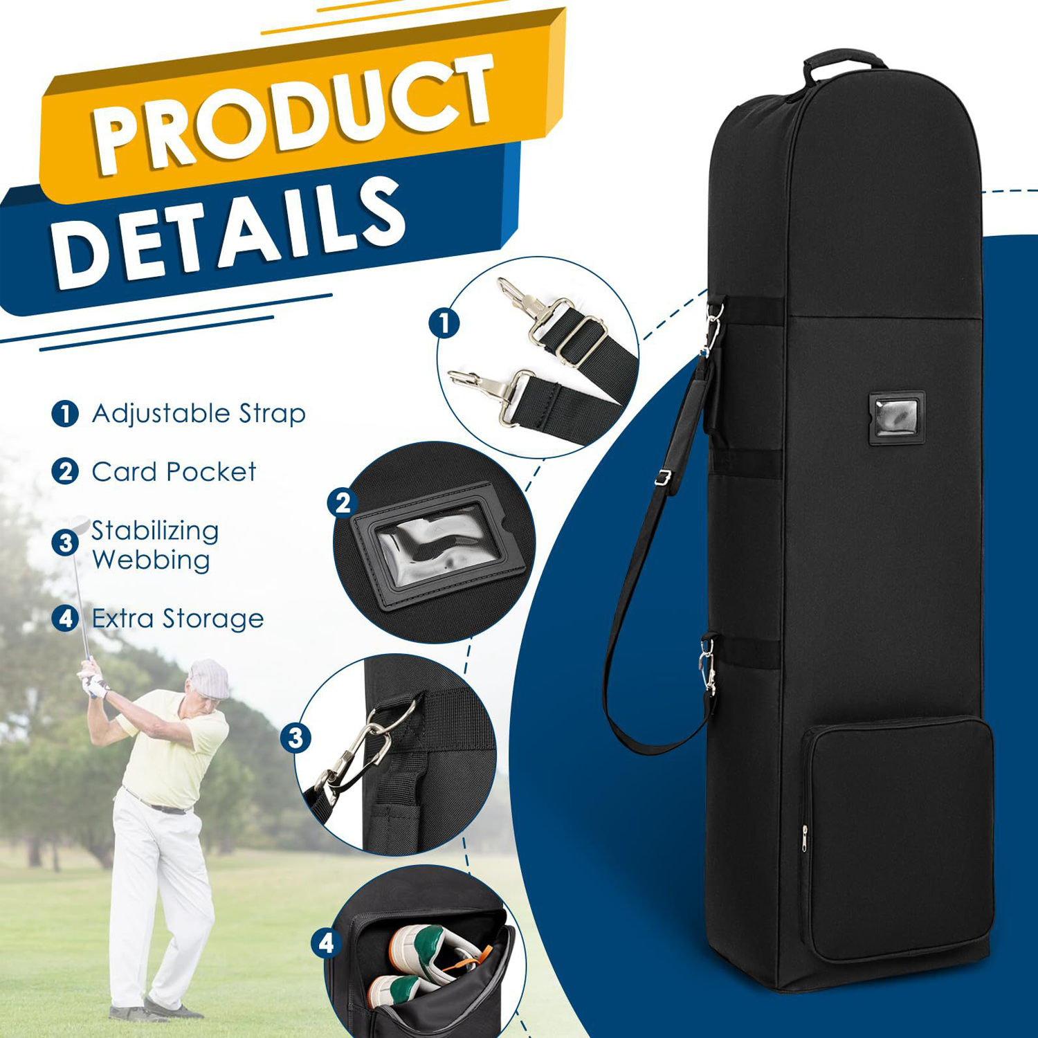 Airline Compliant Foldable Wheeled Golf Bag for travel 3