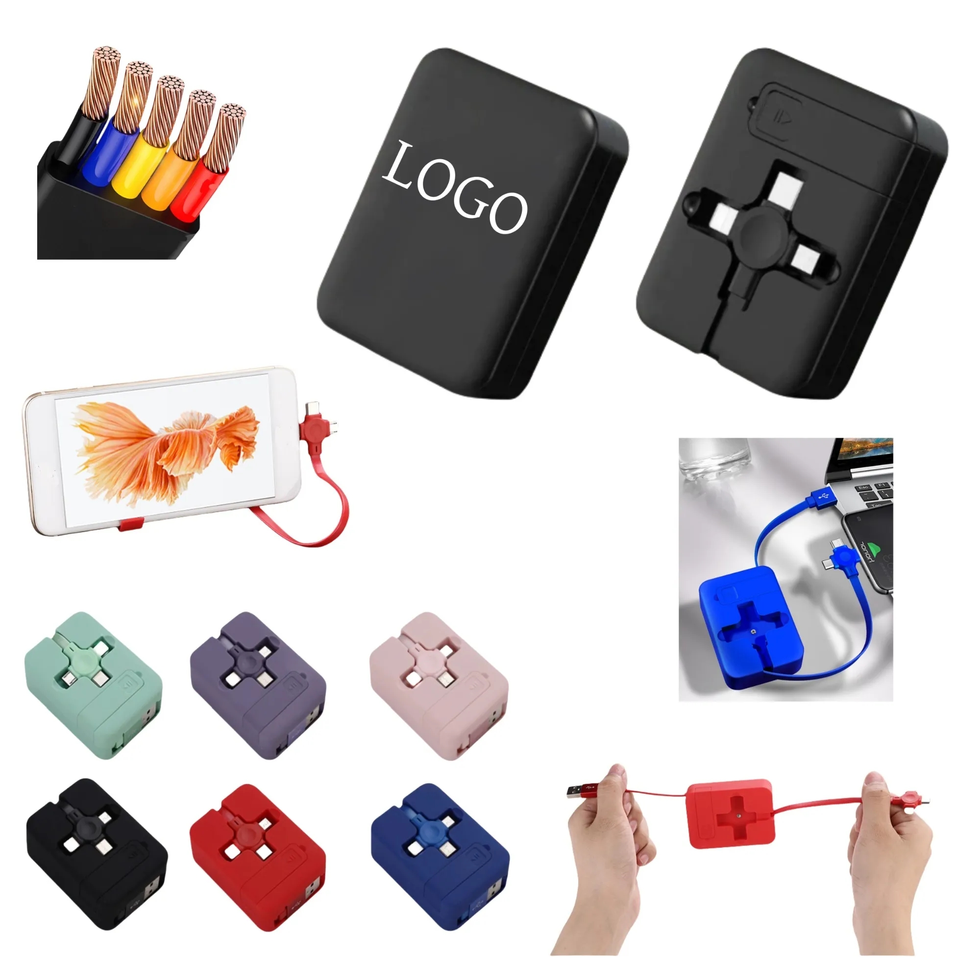 3 in 1 Charging Cable Retractable Roll 2