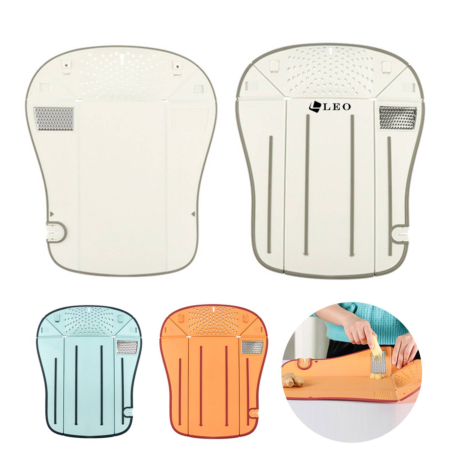 6 in 1 Folding Chopping Board Foldable Cutting Mat Strainer 2