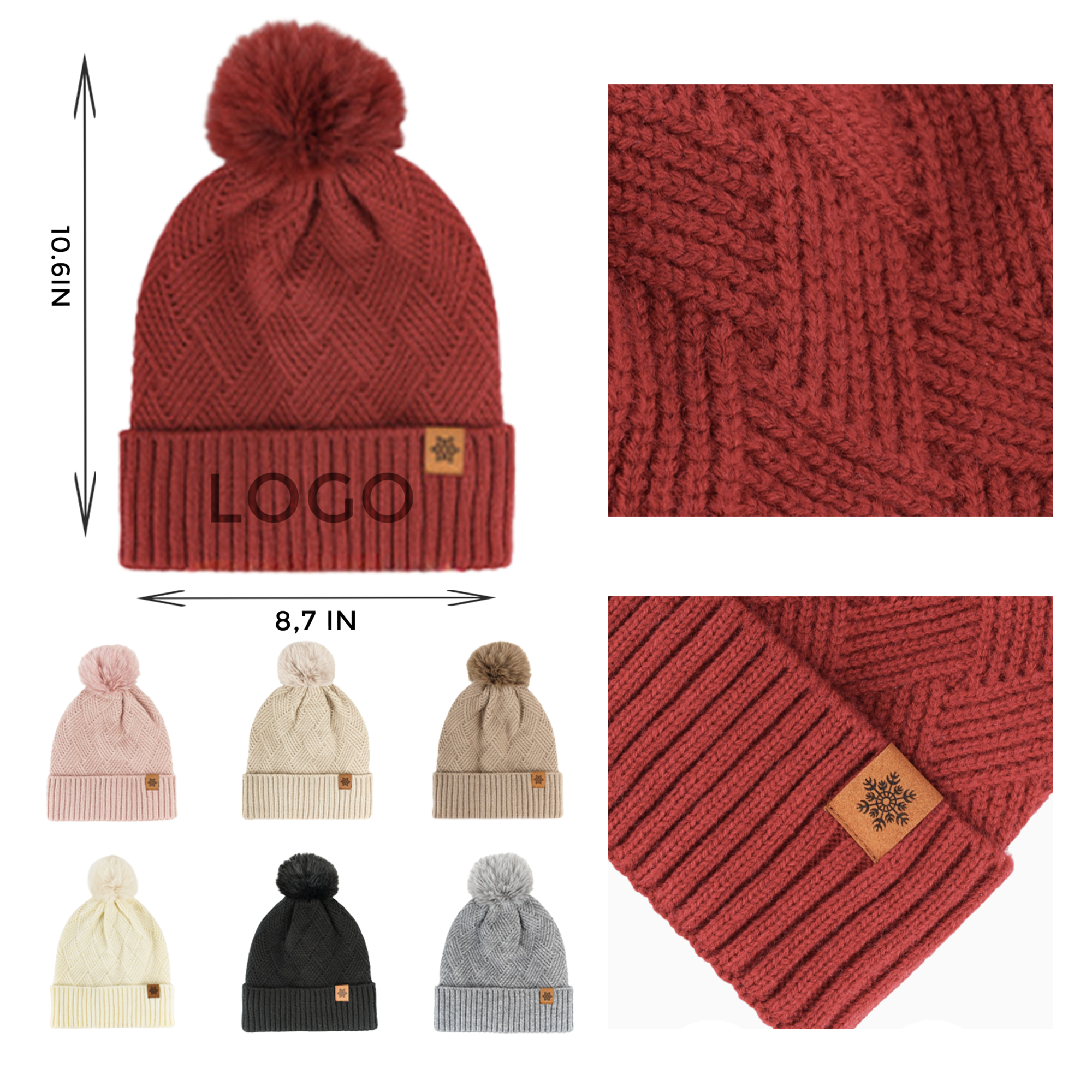 MOQ 10 PCS Stylish Warm Knitted Hat 2