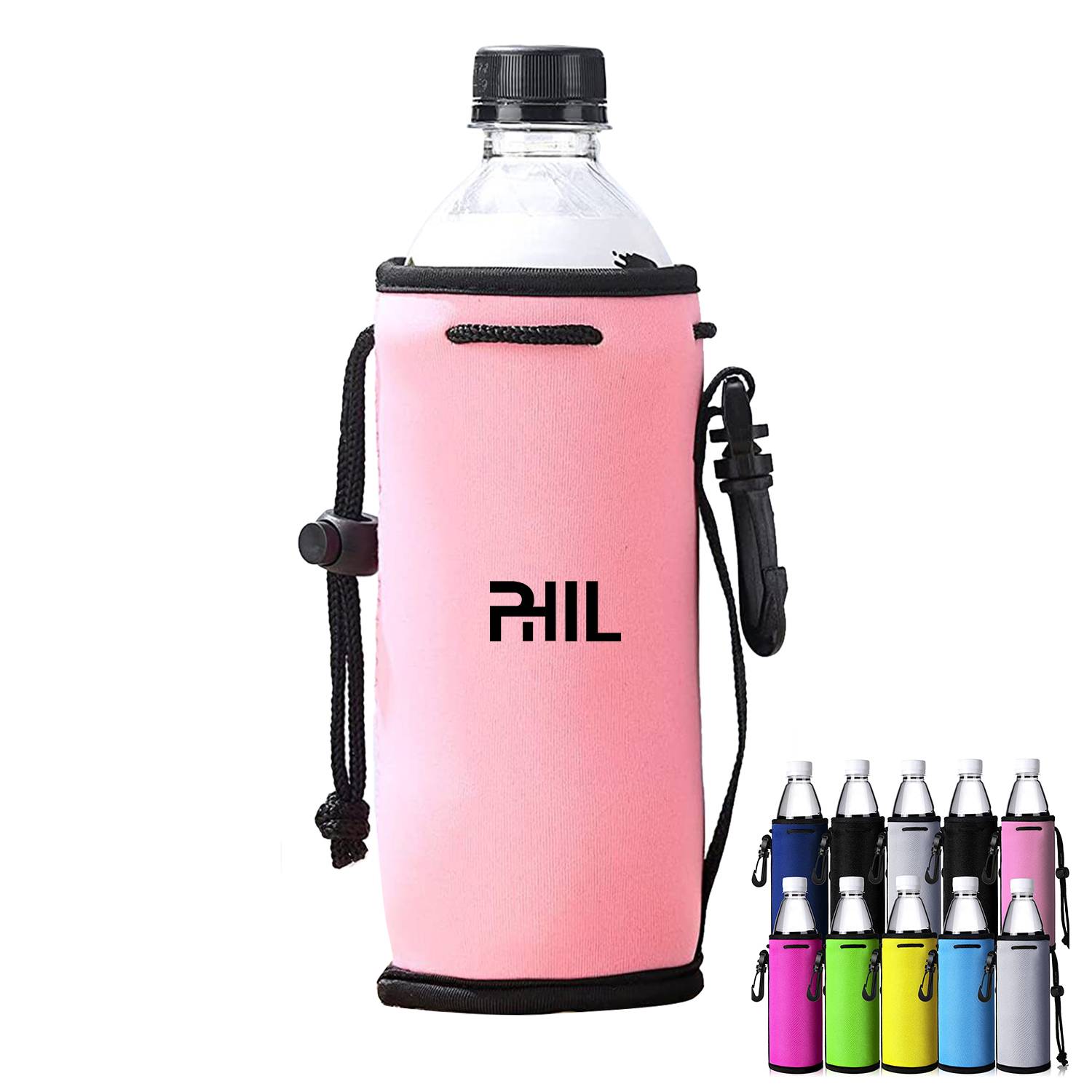 Custom Drawstring Neoprene Water Bottle Insulators, custom koozie with logo imprint 4