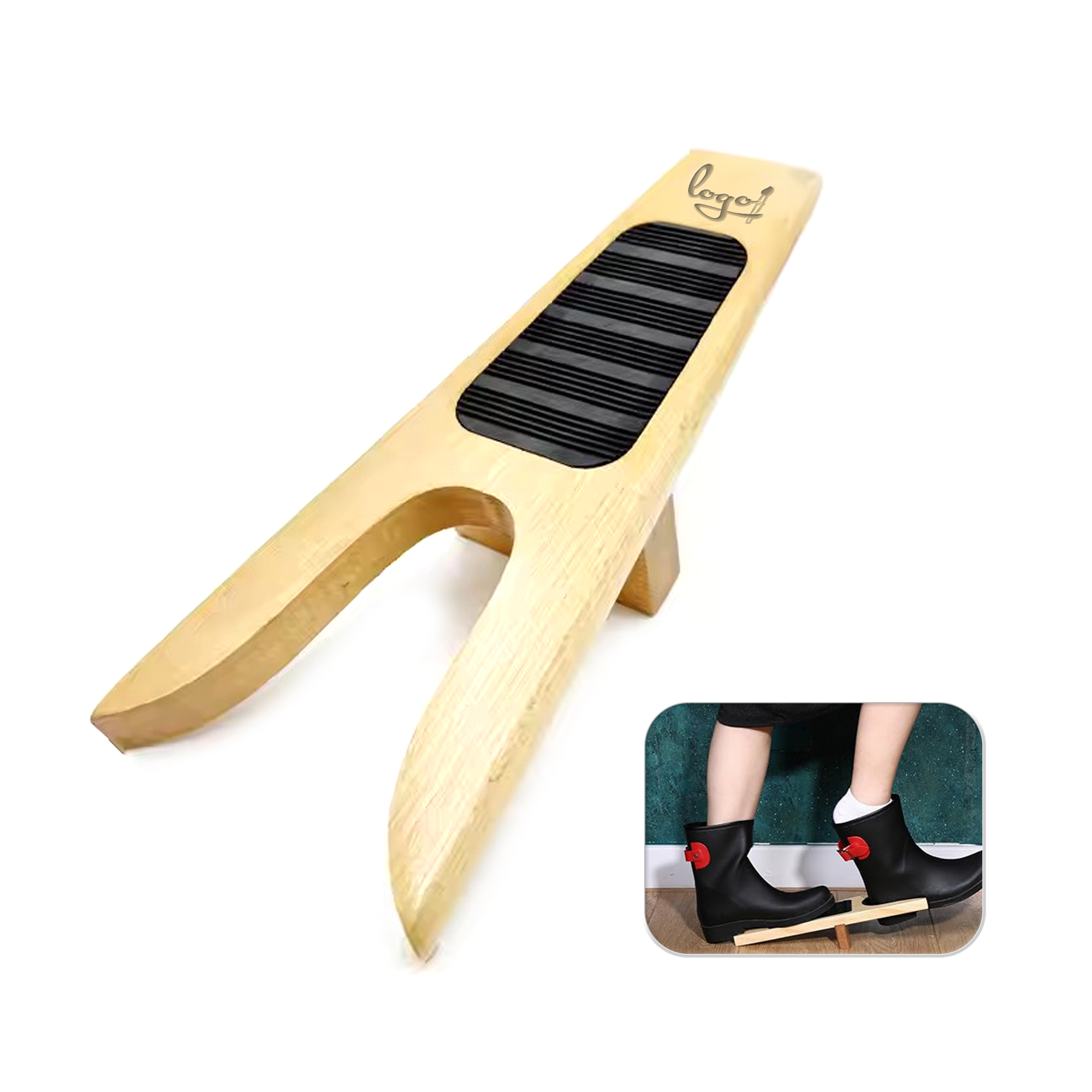 Wooden Boot Jack Shoe Remover With Rubber Grip 2