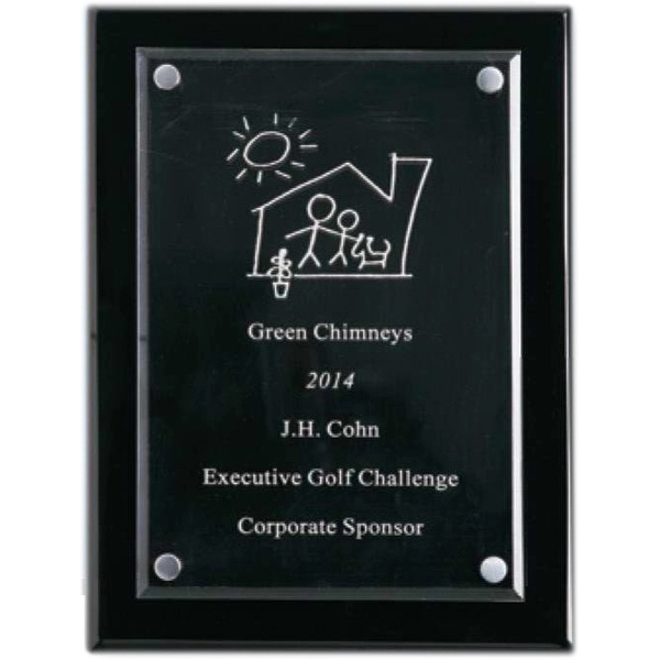 Black Piano Finish Plaque w/Acrylic Plate (Various Sizes) 9