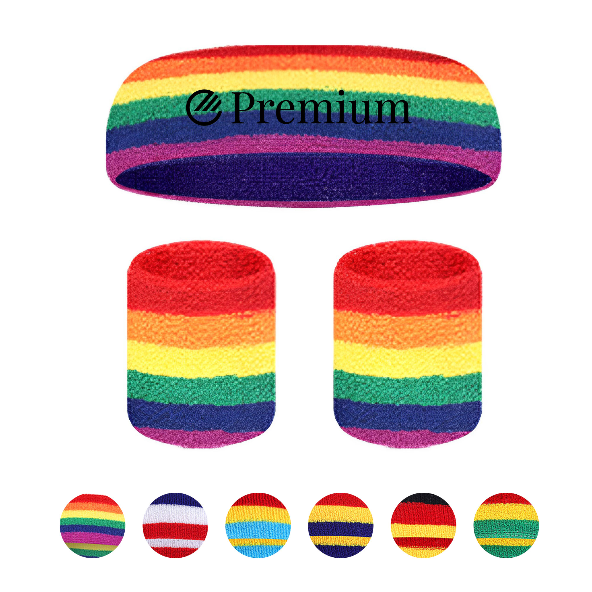 Cotton Towel Rainbow Sweat Headband & Wristband Set 7